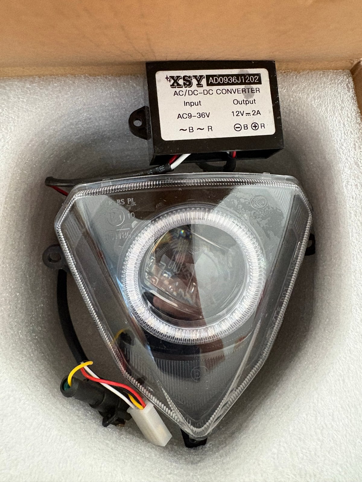 Nieuwe LED Koplamp met Angel Eye voor Scooter/motor, Motoren, Ophalen of Verzenden, Nieuw