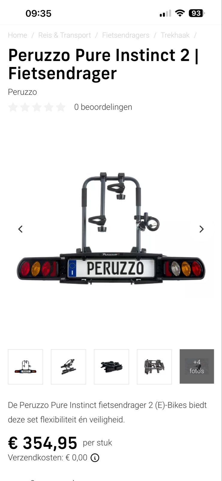 Peruzzo Pure Instinct 2 fietsendrager - zgan ….225€, Ophalen, Zo goed als nieuw, 2 fietsen, Trekhaakdrager