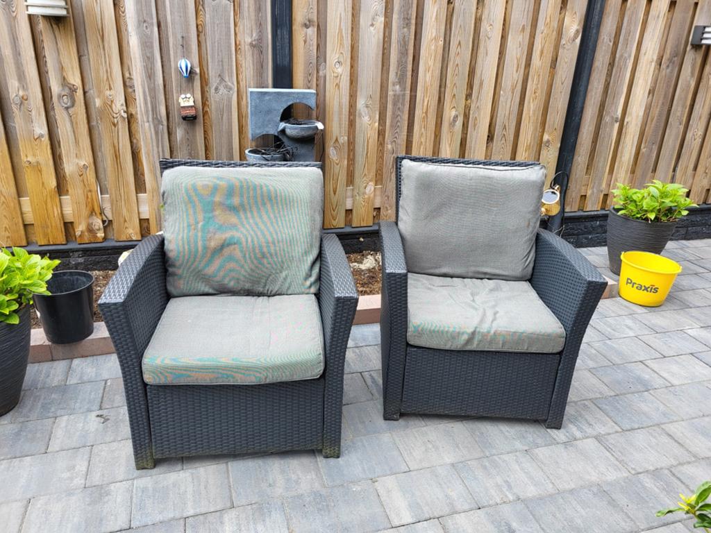 2 lounge stoelen, Tuin en Terras, Tuinstoelen, Ophalen, Gebruikt, Kunststof