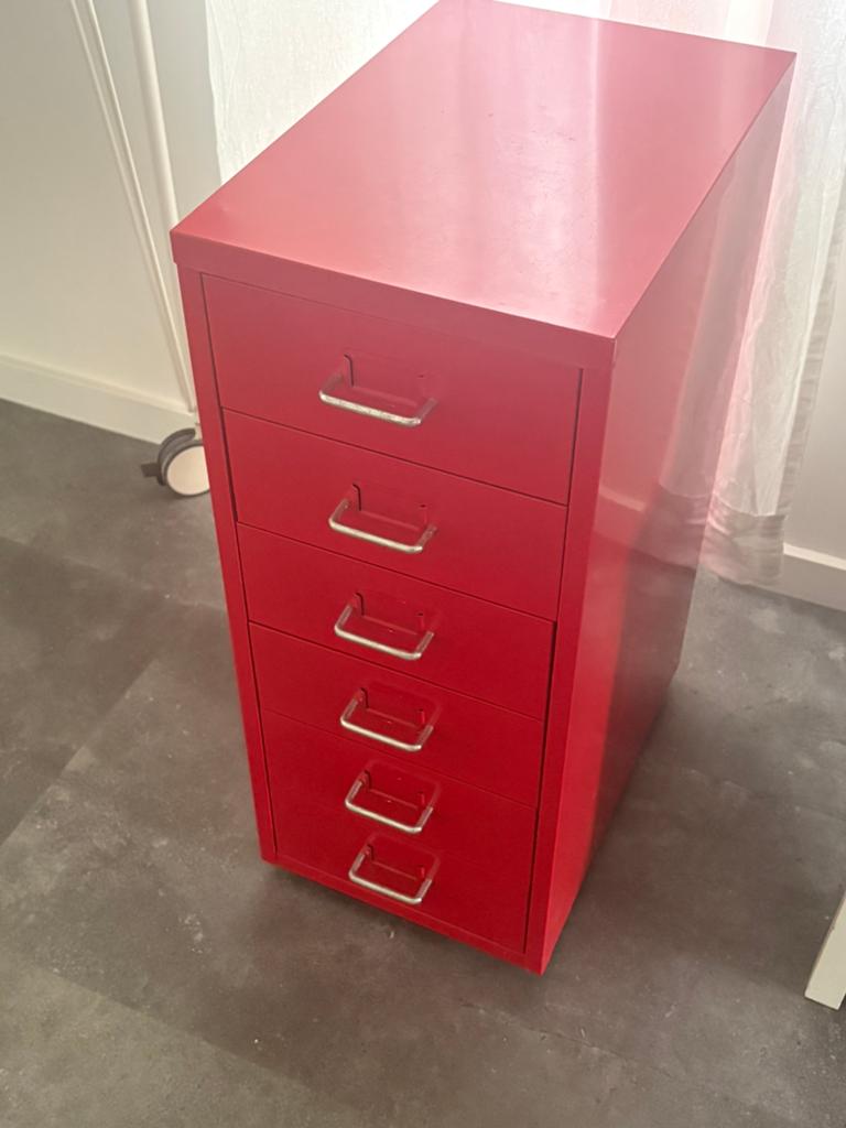 IKEA ladeblok op wielen ROOD, Ophalen, Minder dan 50 cm, Gebruikt, 5 laden of meer