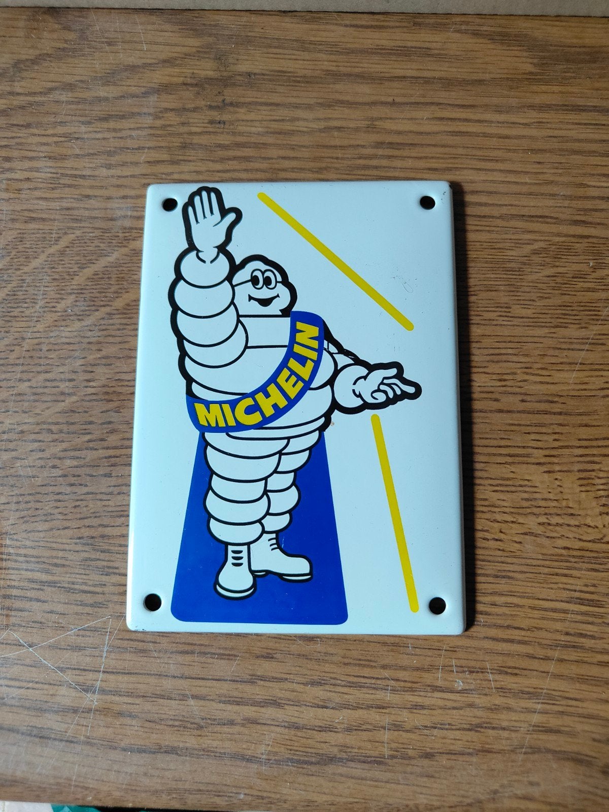 Vintage Michelin Reclamebord - Bibendum Emaille Plaat, Ophalen of Verzenden