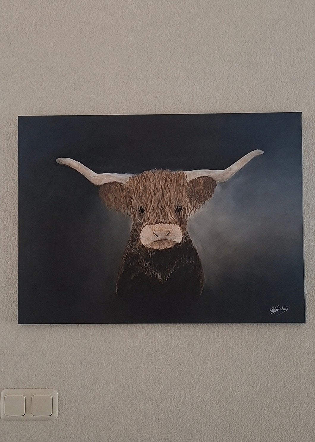zelfemaakt schilderij 55x75 cm, Acrylverf, Gelakt/vernis, Ophalen of Verzenden, Dieren