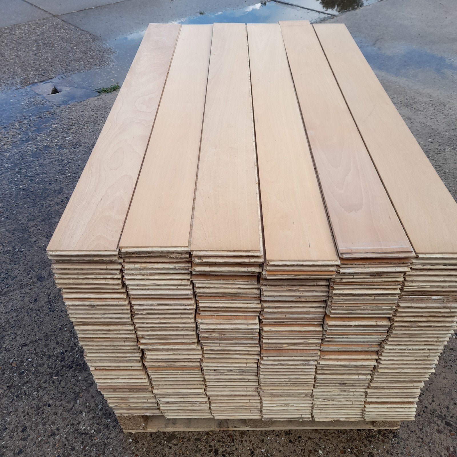 Beuken vloer lamelparket 33 m2 + 9 m2 vloerdelen 1,4 cm dik, Ophalen, Vloerdelen of -planken, 10 m² of meer, Nvt
