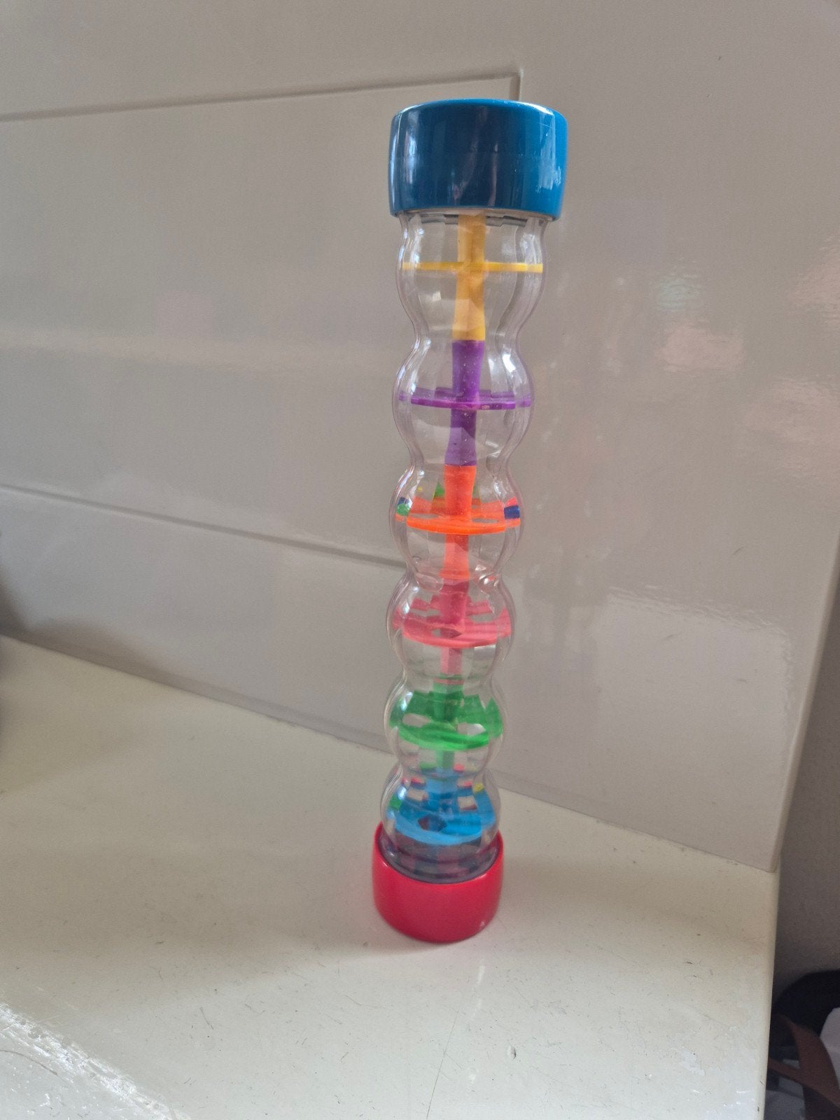 vintage kleurrijke Rammelaar Regenmaker voor Baby's, Ophalen of Verzenden, Gebruikt, Rammelaar, Met geluid