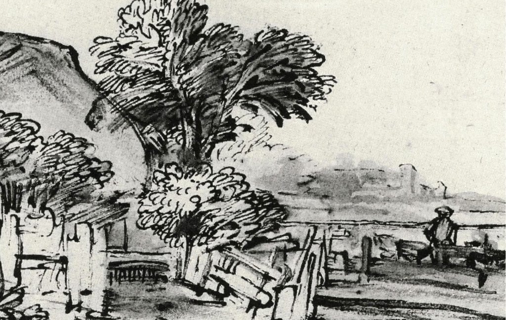 Huisje met houten omheining tussen bomen Rembrandt, Ophalen of Verzenden, 1960 tot 1980, Ongelopen, Cultuur en Media