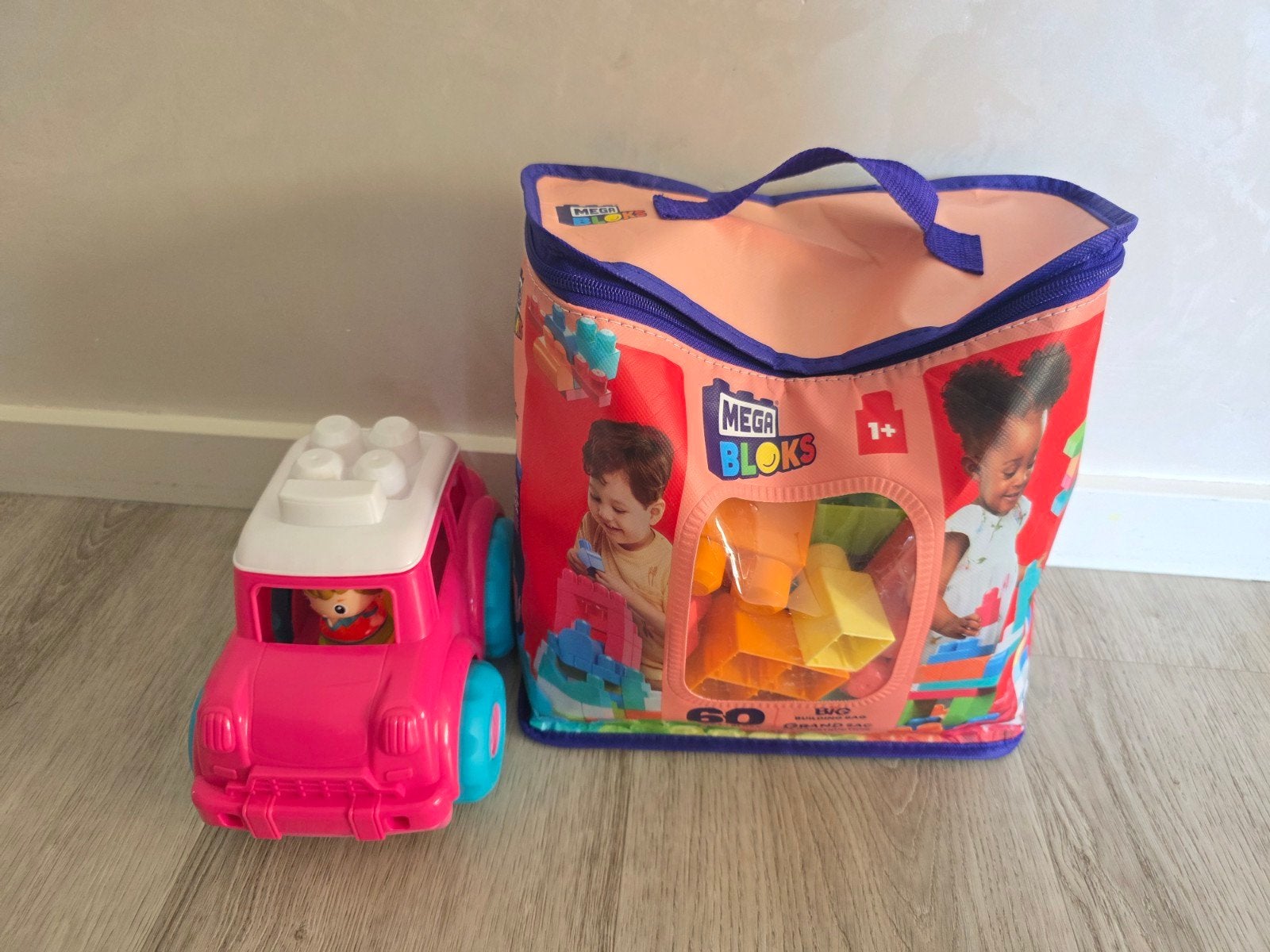 Mega Bloks bouwblokken en roze auto, Ophalen of Verzenden, Zo goed als nieuw, Megabloks