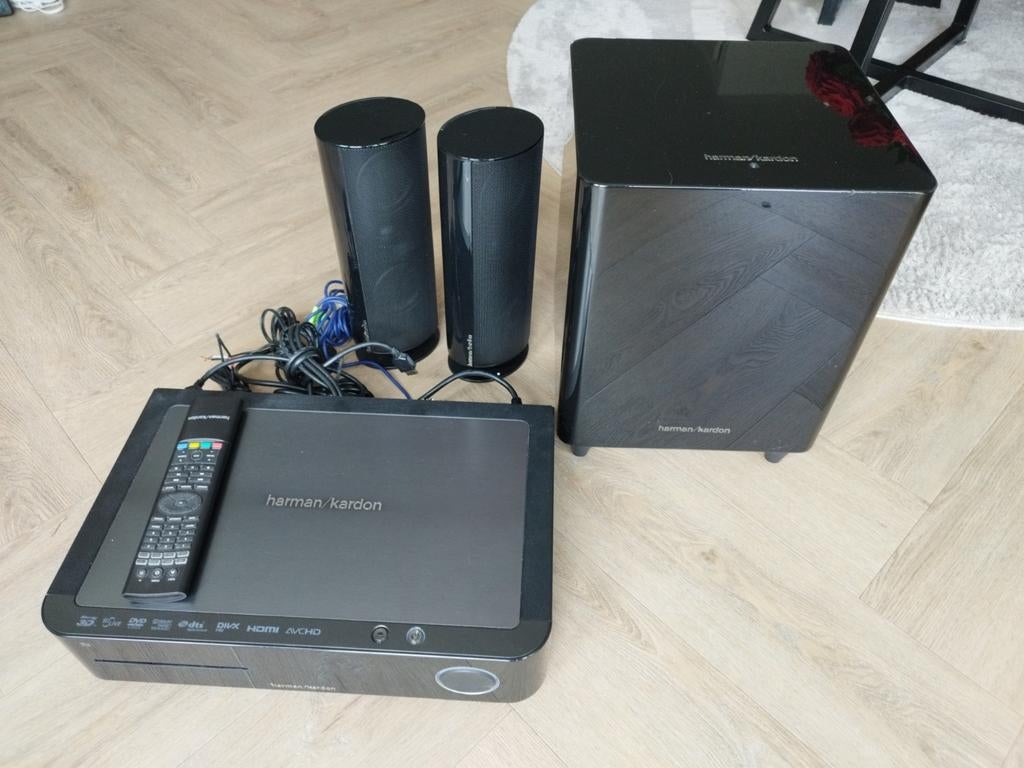 Harman Kardon Home Cinema set compleet incl bekabeling, Audio, Tv en Foto, Home Cinema-sets, Soundbar, 70 watt of meer, Zo goed als nieuw