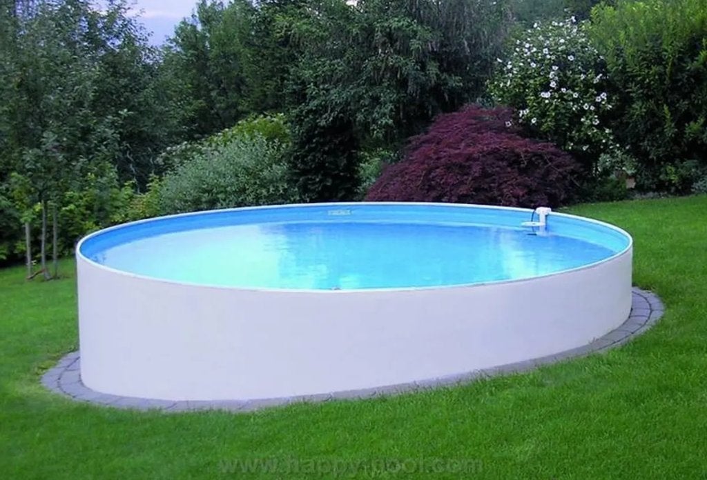 Happy Pool 400x150 Metalen Zwembad+RVS Trap +Filter +Skimmer, Rond, Ophalen, 120 cm of meer, 300 cm of meer