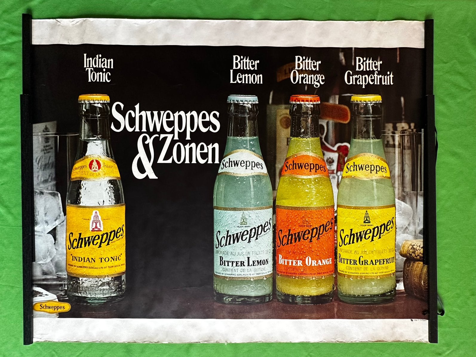 Schweppes mooie orig XL vintage reclameposter uit ca. 1960, Ophalen of Verzenden, Gebruikt, Reclamebord