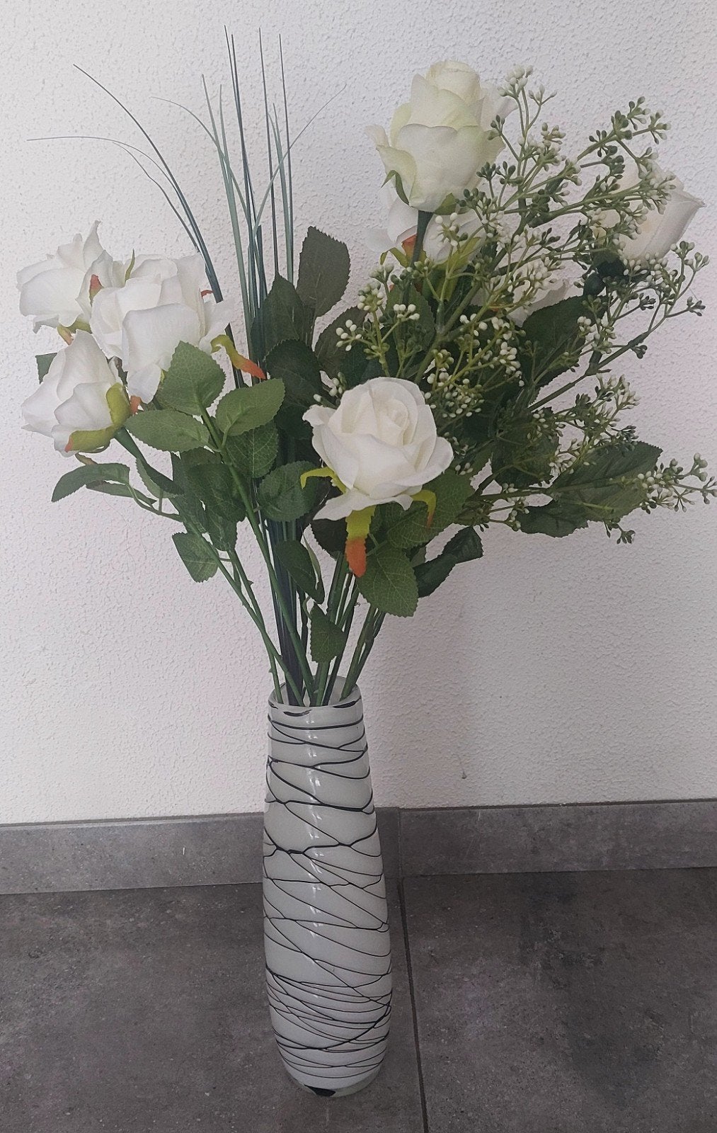 Murano glazen vaas incl kunstbloemen, Kunstplant, Ophalen of Verzenden, Zo goed als nieuw, Kunststof