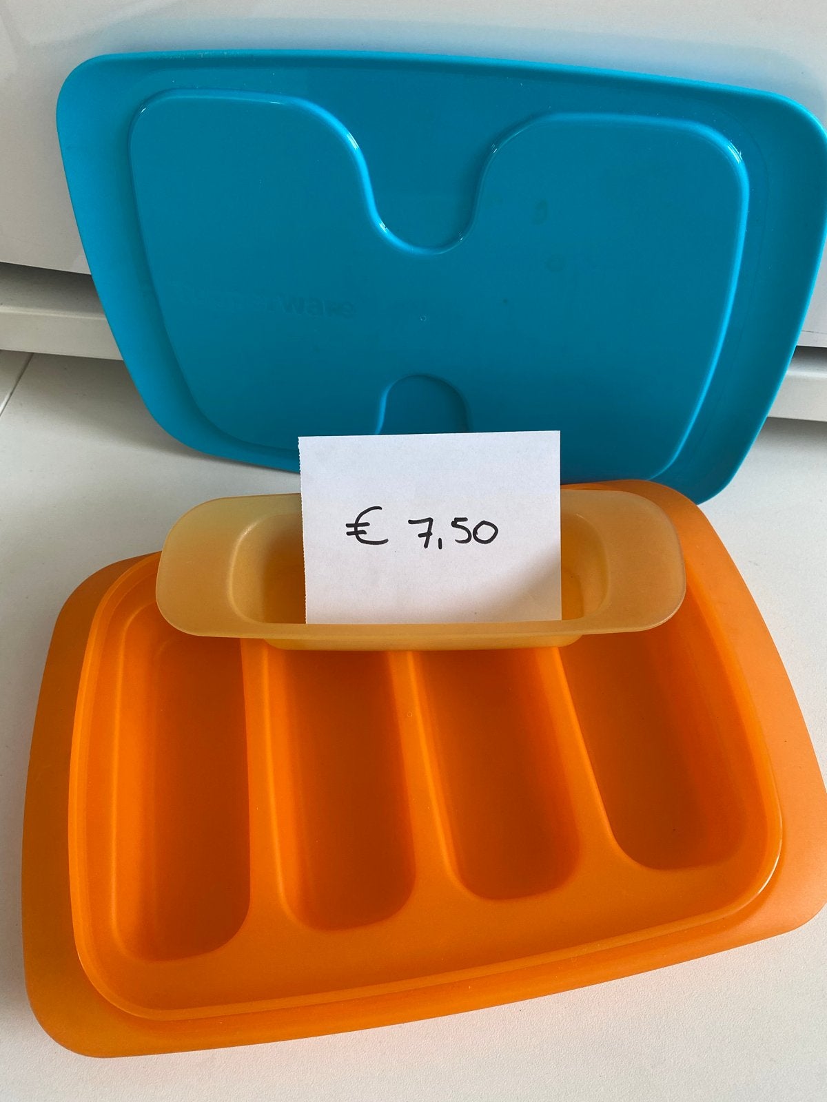 Tupperware Snack Party set - Oranje en Blauw, Gebruikt, Bewaardoos, Oranje, Ophalen of Verzenden
