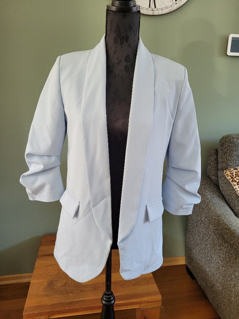 Baby blauw colbertje blazer jasje maat S / M 3/4 mouw zgan, Maat 38/40 (M), Blauw, Ophalen of Verzenden, Zo goed als nieuw