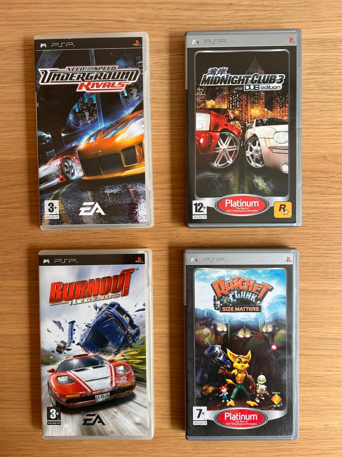 PSP Games: Midnight Club 3, Burnout Legends, NFS, CIB, Gekoppelde computers, 1 speler, Racen en Vliegen, Ophalen of Verzenden