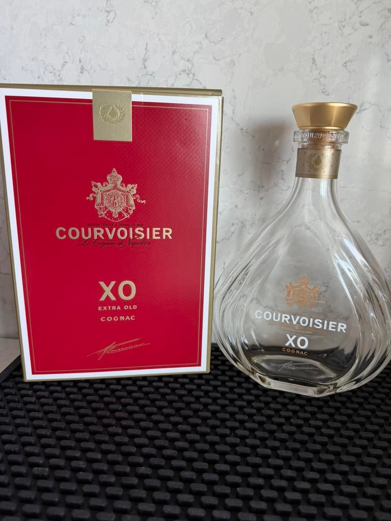 Courvoisier XO cognag lege fles en doos, Verzamelen, Ophalen of Verzenden, Zo goed als nieuw, Verpakking