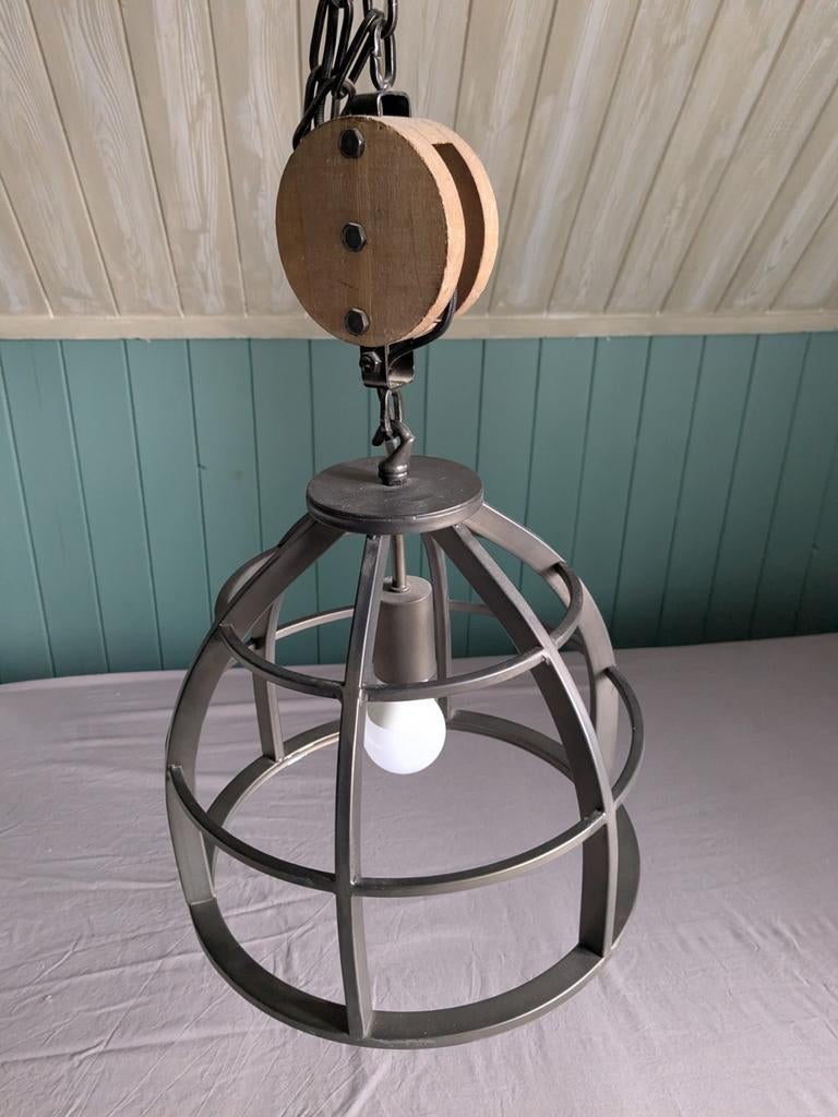 Industriële hanglamp Hornbach - Ø 34 cm, Ophalen, Gebruikt, Hout, Industrieel