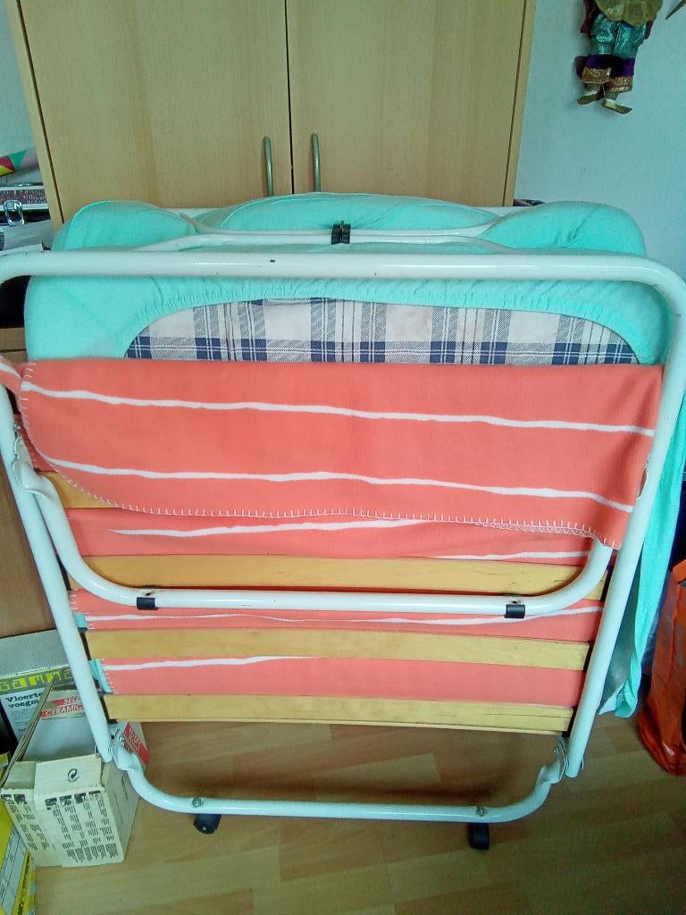 Opklap bed / Logeerbed, Ophalen, Gebruikt, Wit, 190 cm of minder