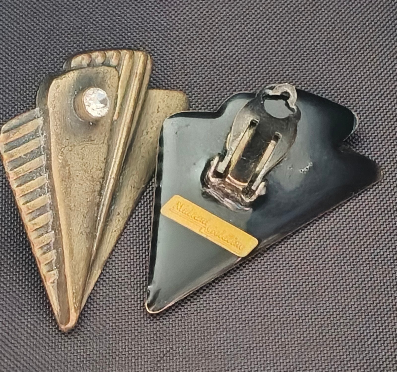 Vintage Art Deco multani goldline clip Oorbellen, Verzenden, Zo goed als nieuw, Overige materialen