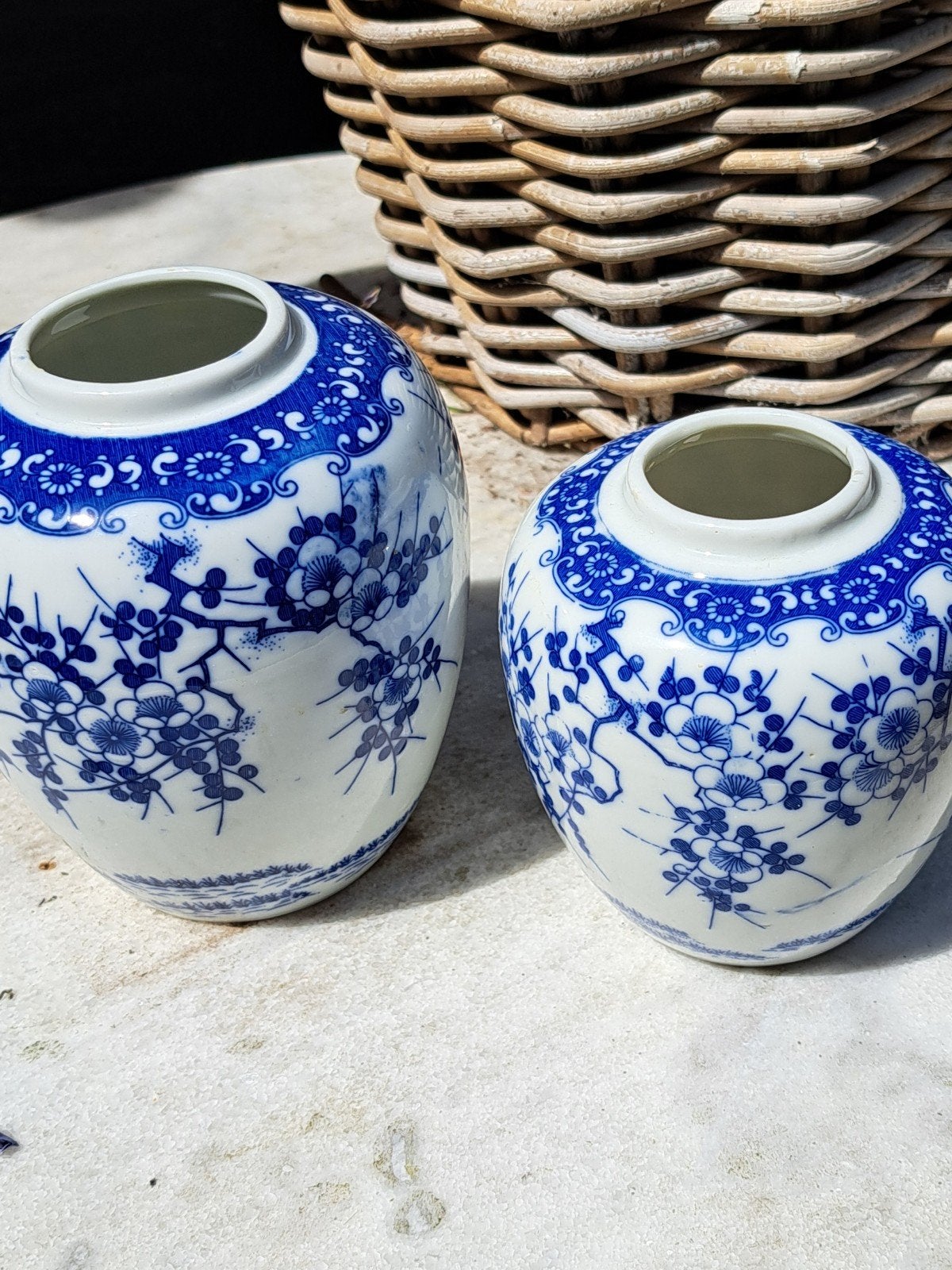 2 leuke blauwe vaasjes, Huis en Inrichting, Ophalen of Verzenden, Zo goed als nieuw, Blauw, Glas