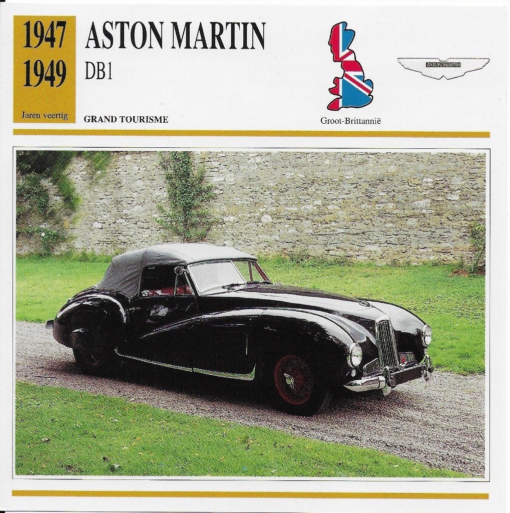 Ma812 autokaart aston martin db1 ( 1947 - 1949 ), Verzamelen, Ophalen of Verzenden, Zo goed als nieuw, Auto's