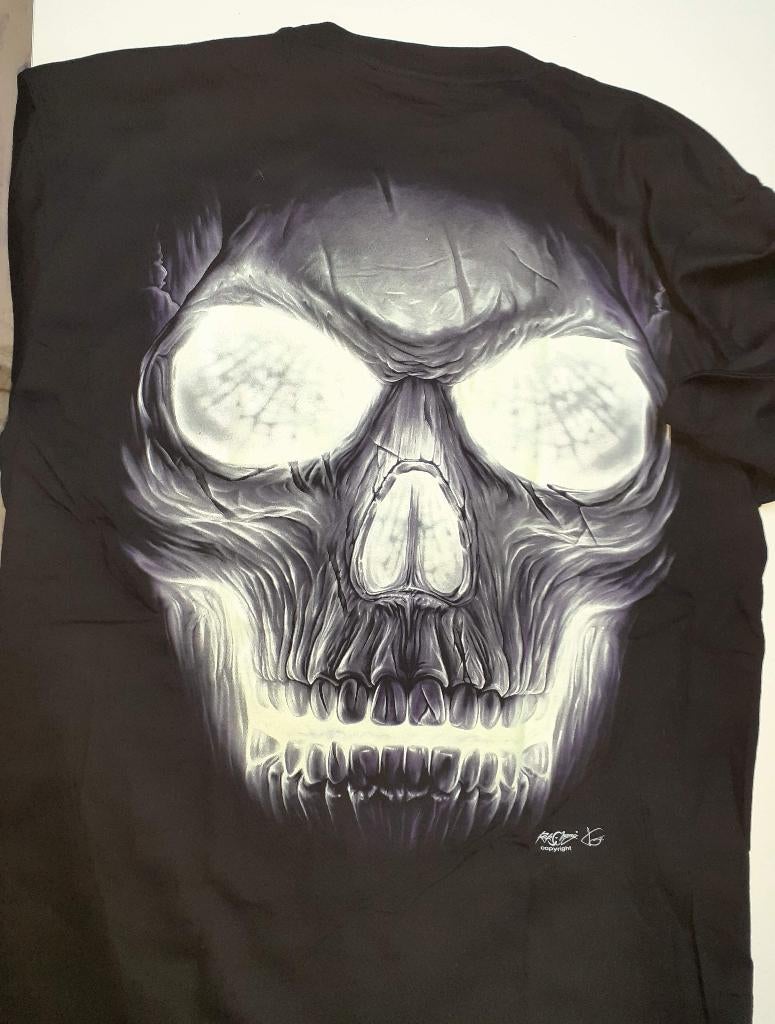 Bandshirt zwart schedel Rock Chang L glow in the dark, Ophalen of Verzenden, Nieuw, Maat 52/54 (L), Zwart
