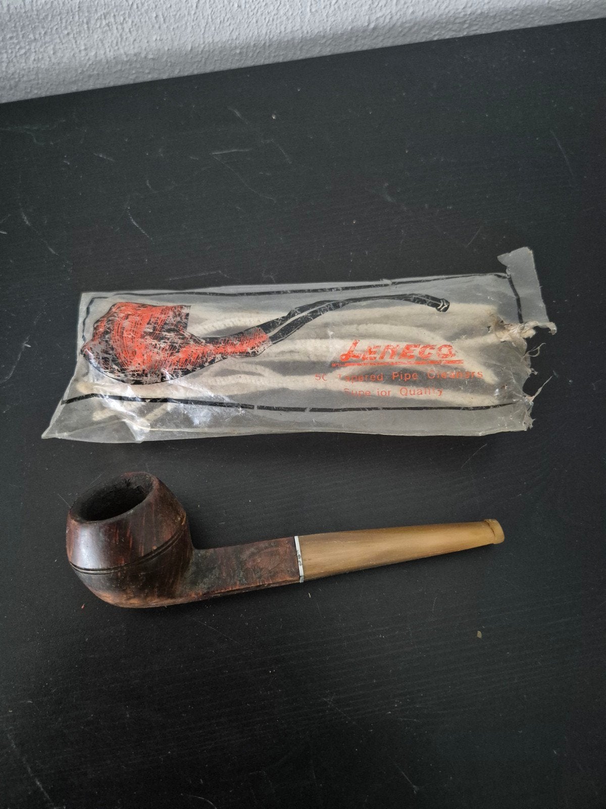 Vintage houten pijp met pijpenragers, Verzamelen, Rookartikelen, Aanstekers en Luciferdoosjes, Ophalen of Verzenden, Gebruikt