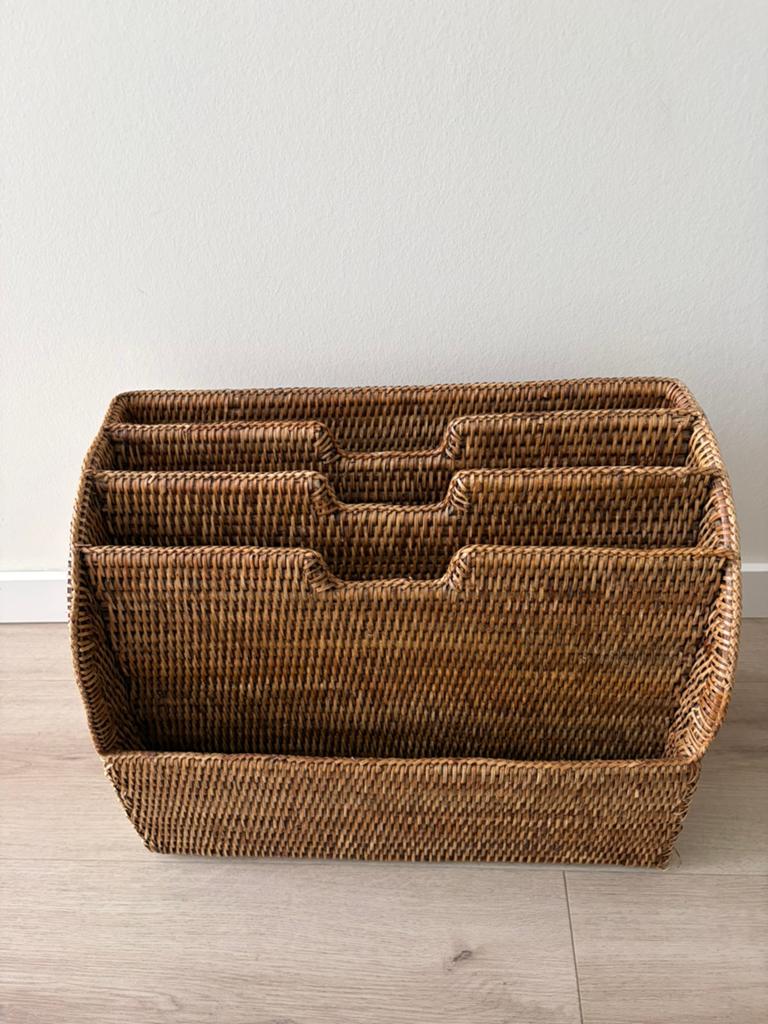 Birma riet lectuur bak, Ophalen, Natuurlijk materiaal, Bruin, Landelijk
