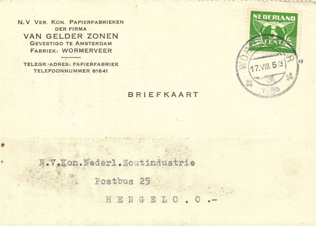 Van Gelder Zonen, Amsterdam - Fabriek Wormereveer - 08.1943