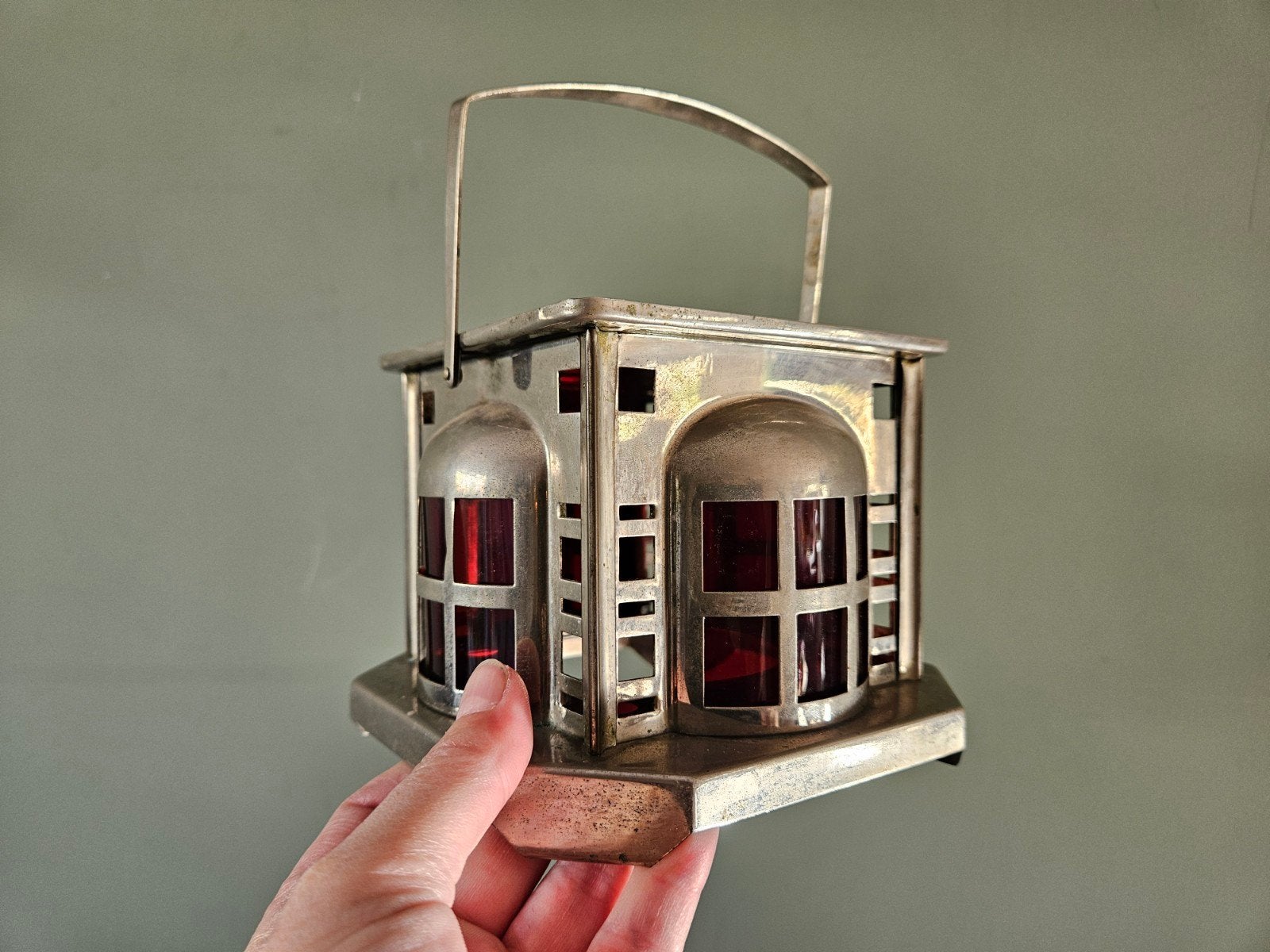 Art Deco rechaud / theelicht met rood glas,  Daalderop, Ophalen of Verzenden