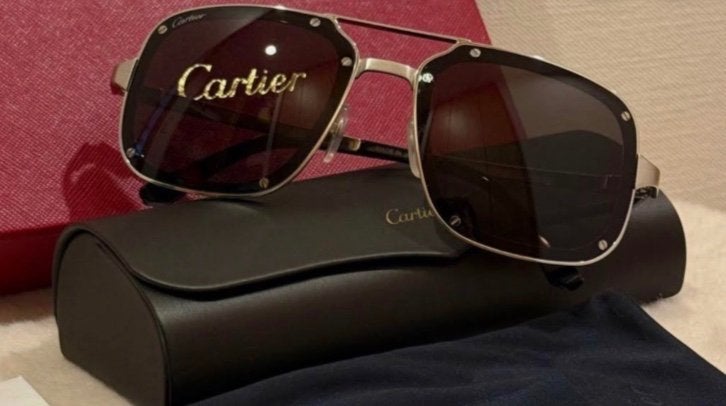 Cartier Santos zonnebril Titanium Goud (CT0195S), Overige merken, Zonnebril, Overige kleuren, Ophalen of Verzenden