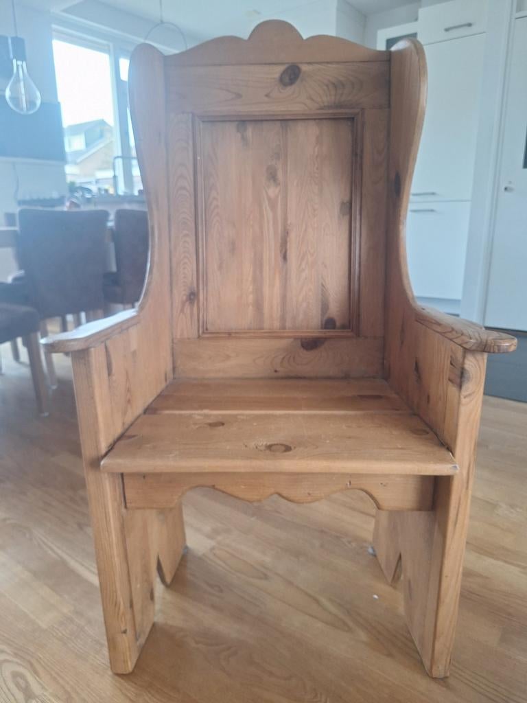 Vintage houten stoel brocante grenen hout, Ophalen