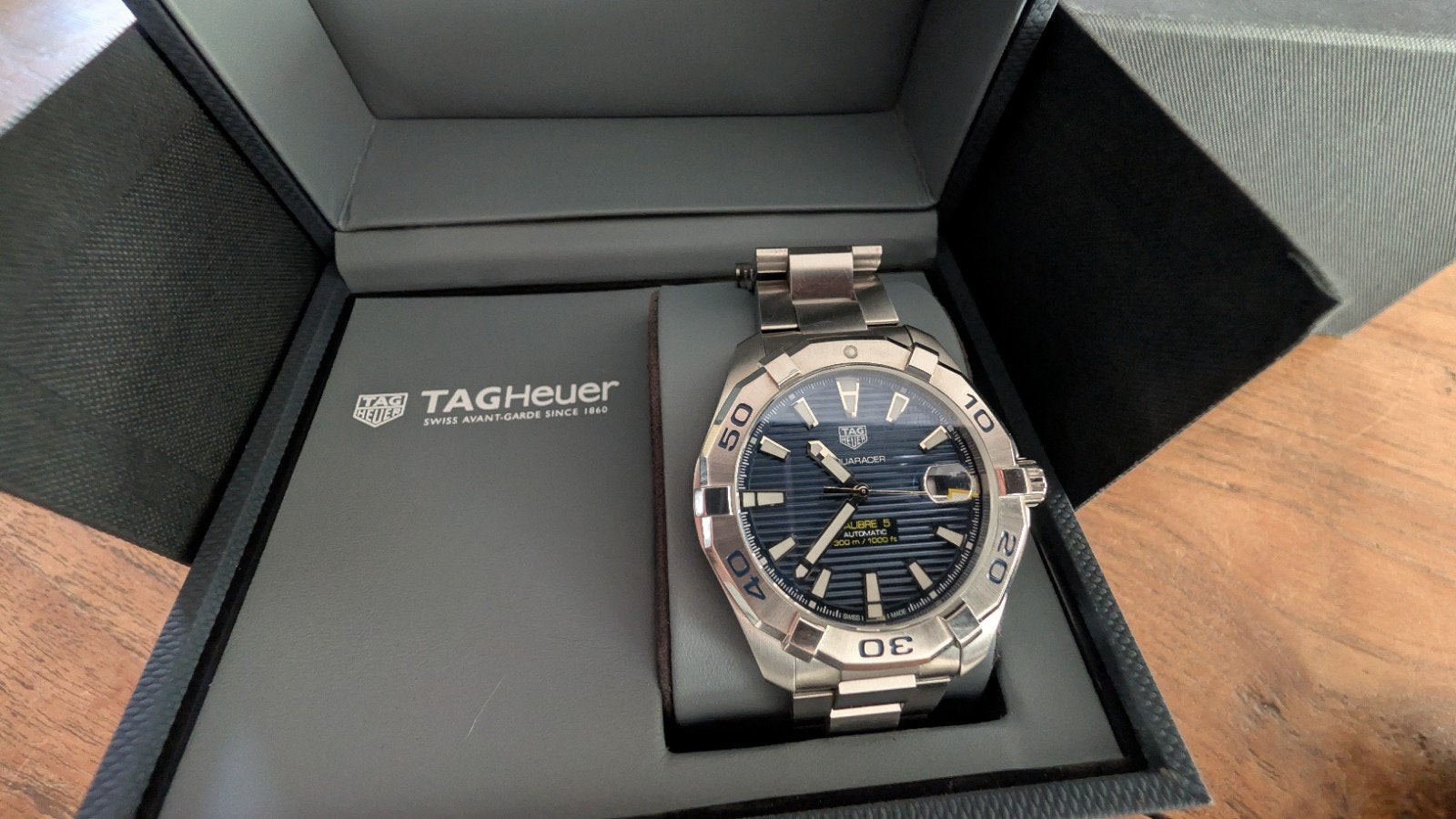 TAG Heuer Aquaracer Calibre 5 Automatic 43mm - Als Nieuw, Staal, Staal, Polshorloge, Ophalen of Verzenden