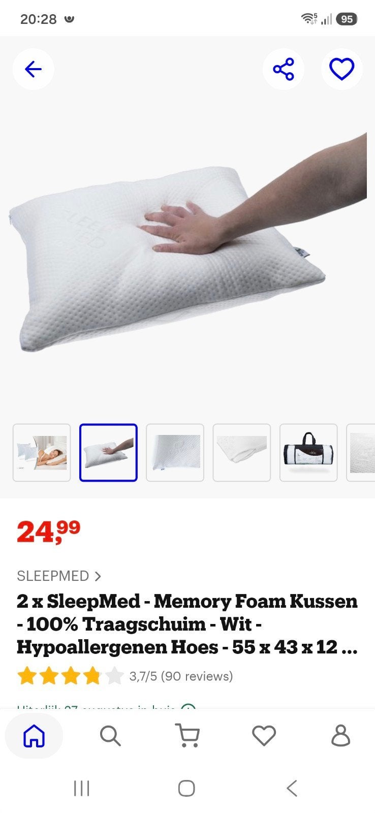 2x SleepMed Memory Foam Kussen - Hypoallergeen, Overige merken, Overige doeleinden, Wit, Nieuw