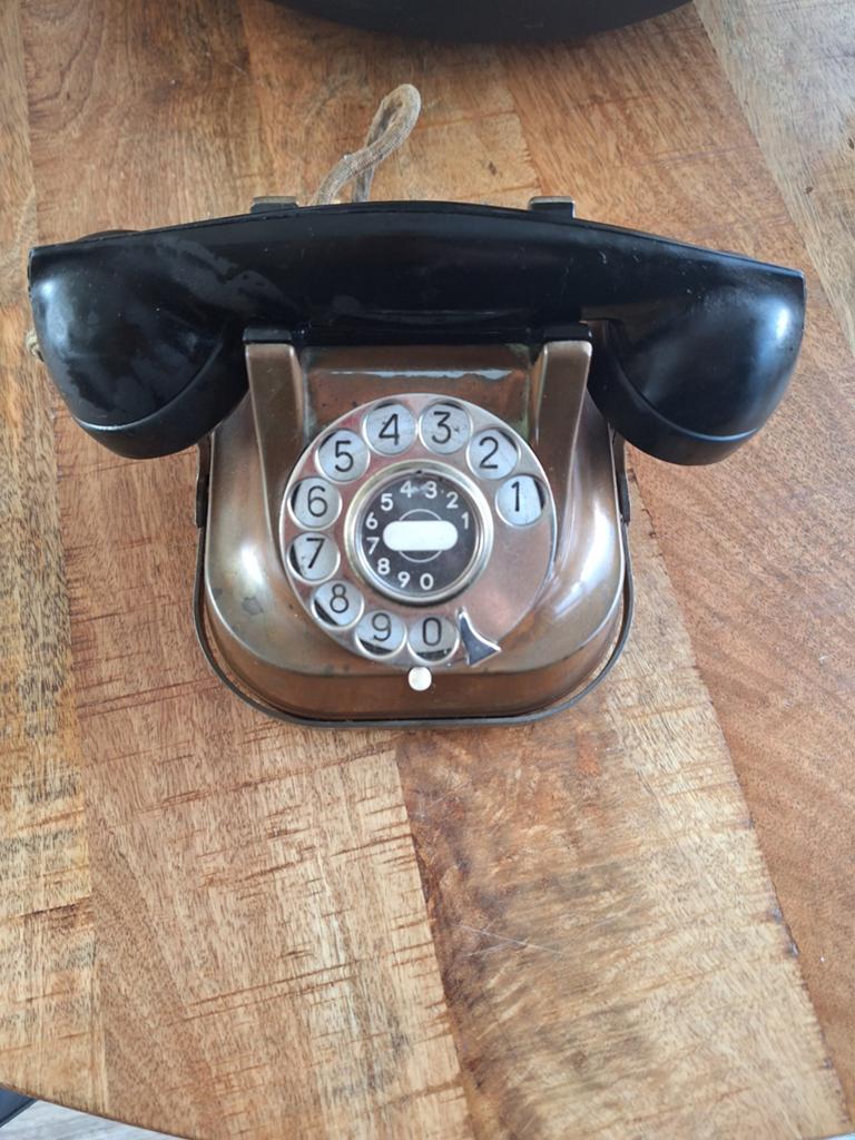 Vintage Koperen Telefoon met Draaischijf - Decoratief, Antiek en Kunst, Ophalen