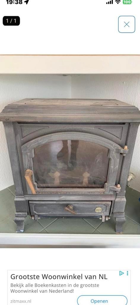 Zware gietijzeren kacheltje, Ophalen, Hout, Houtkachel
