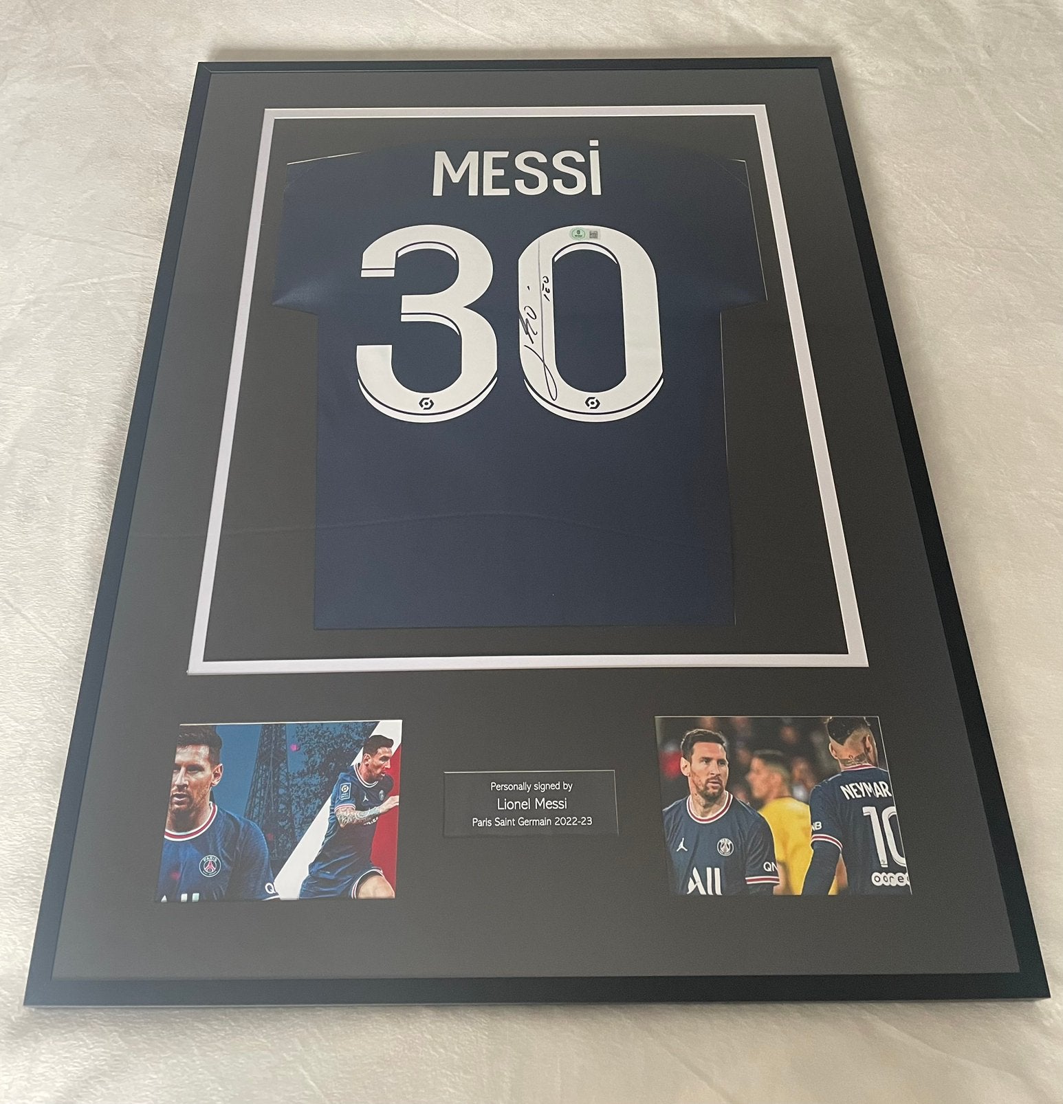 Gesigneerd Voetbalshirt | Messi | PSG | Beckett | Ingelijst, Verzamelen, Ophalen, Zo goed als nieuw, Buitenlandse clubs, Shirt