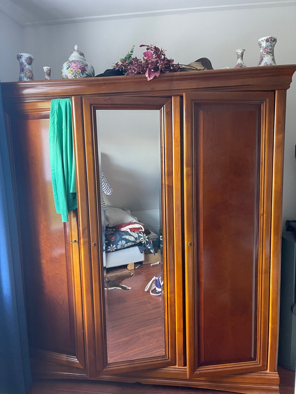 Klassieke kledingkast met spiegeldeur, Huis en Inrichting, Ophalen, Gebruikt, 150 tot 200 cm, Overige houtsoorten