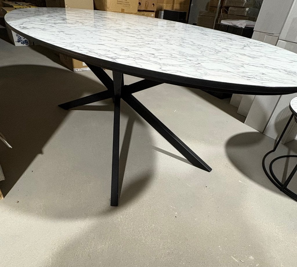 eettafel marmer look 6 tot 8 persoons, Huis en Inrichting, Tafels | Eettafels, Ophalen, 100 tot 150 cm, 200 cm of meer, Zo goed als nieuw