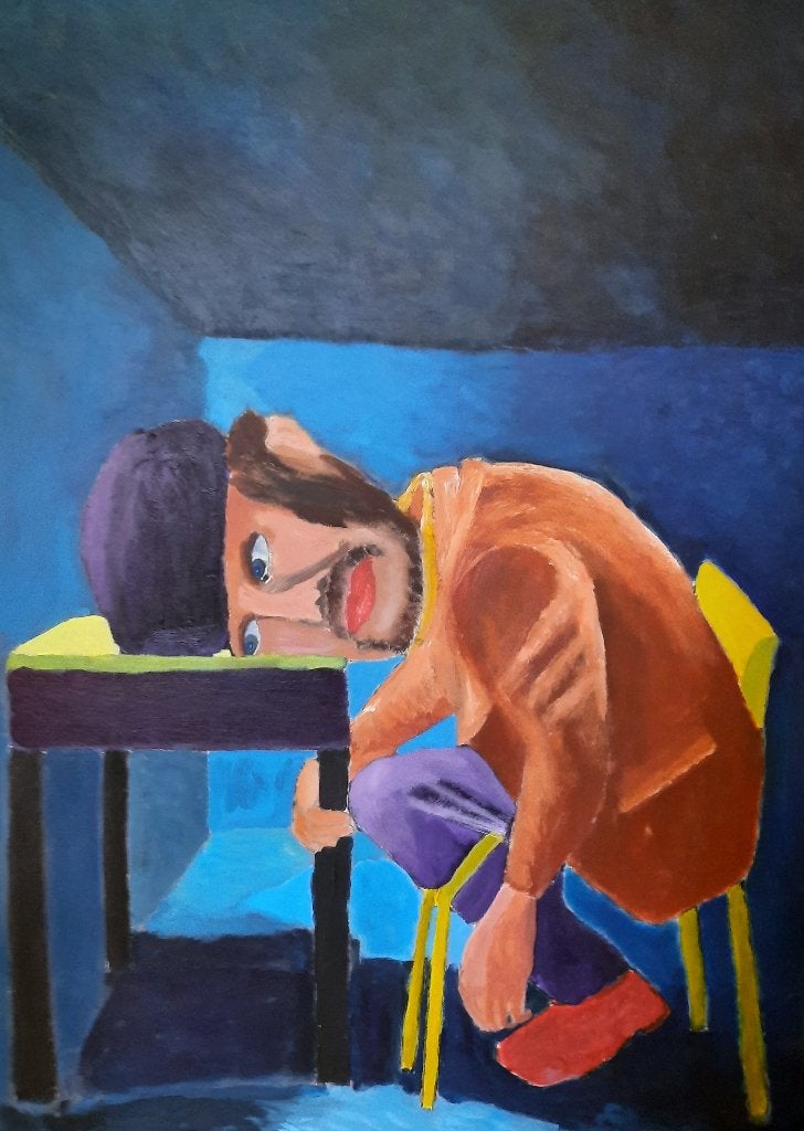 Met een zwaar hoofd, Hobby en Vrije tijd, Ophalen of Verzenden, Zo goed als nieuw, Acrylverf