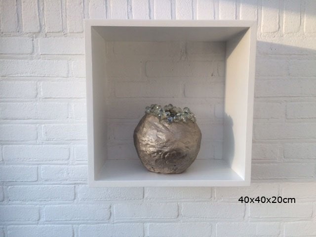 WITTE OPEN MDF Wandkubus Display Podium Sokkel 40x40x20cm, Ophalen of Verzenden, Nieuw