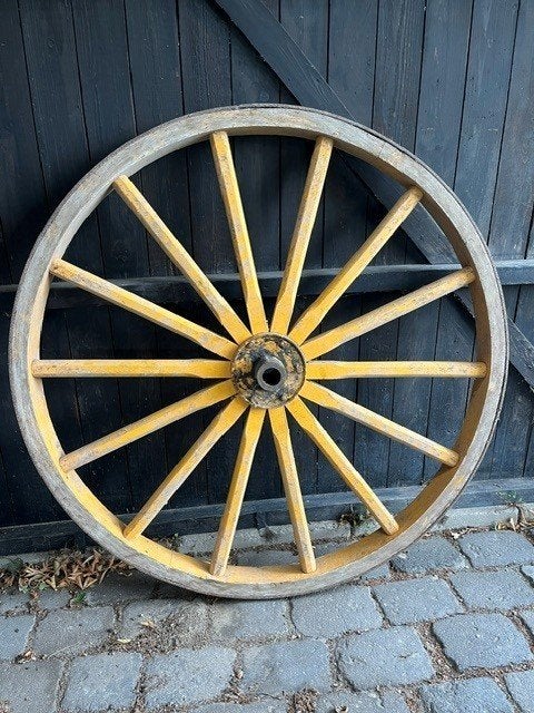 Oud brocante houten karrewiel, Antiek en Kunst, Curiosa en Brocante, Ophalen
