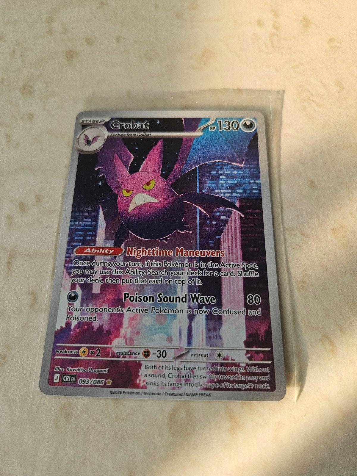 Crobat Pokémon Kaart 093/086, Ophalen of Verzenden, Nieuw, Losse kaart, Foil