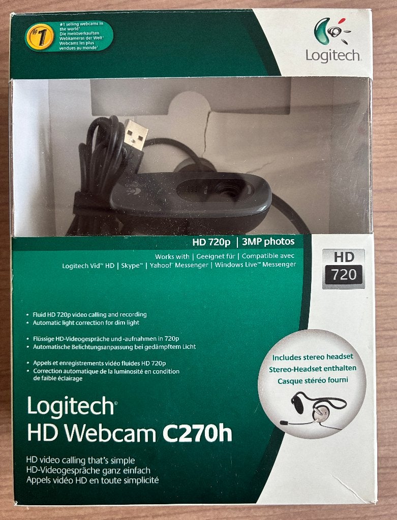 Logitech HD webcam incl. headset, Computers en Software, Ophalen of Verzenden, Zo goed als nieuw, Windows, Logitec