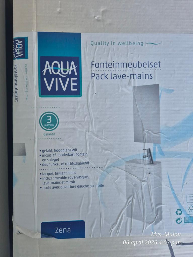 Nieuwe Aqua Vive fonteinmeubelset - hoogglans wit, Huis en Inrichting, Ophalen
