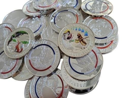 Leuk lot gekleurde zilveren penningen 32 stuks, Ophalen of Verzenden, Zilver, Buitenland