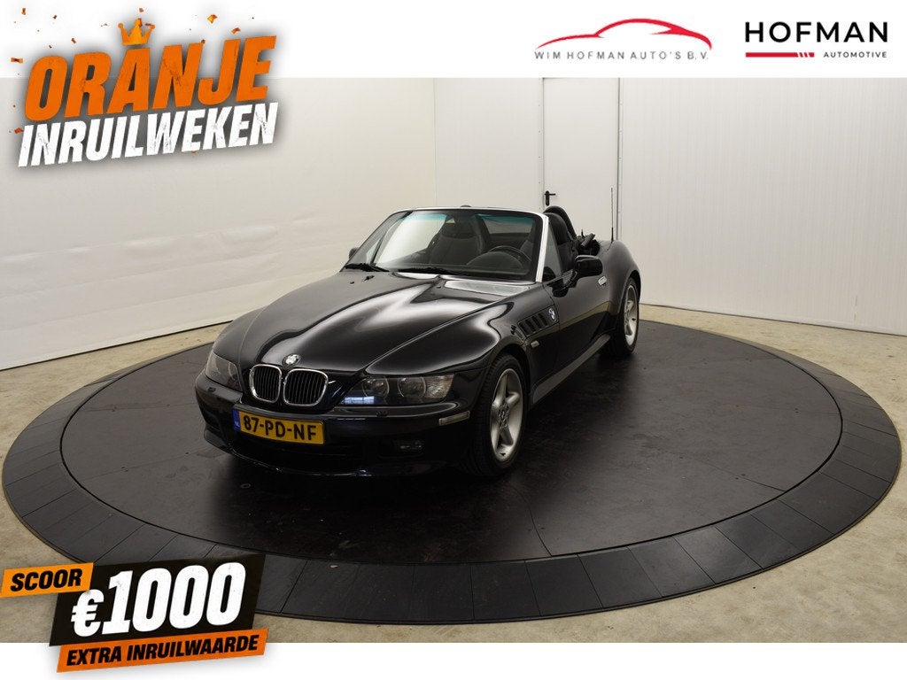 BMW Z3 2.8 6 Cil.194PK Aut Widebody top conditie EL Kap Leer, Gebruikt, Stoelverwarming, Cabriolet, Zwart