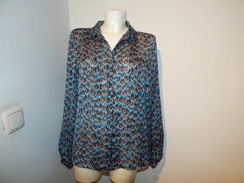 Fabienne Chapot mooie blouse bonte print koele kleuren 40