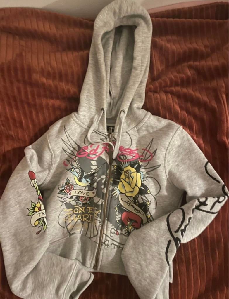 Ed Hardy cropped vest - valt als XXS, Verzenden, Zo goed als nieuw, Maat 34 (XS) of kleiner, Grijs