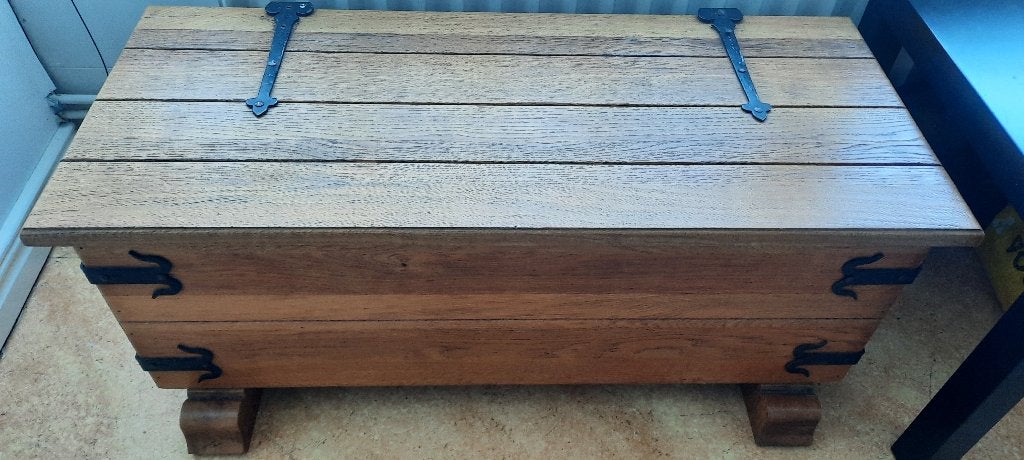 Vintage eiken dekenkist jaren '70 (Oisterwijk), Huis en Inrichting, Ophalen, Minder dan 50 cm, Gebruikt, 50 tot 100 cm