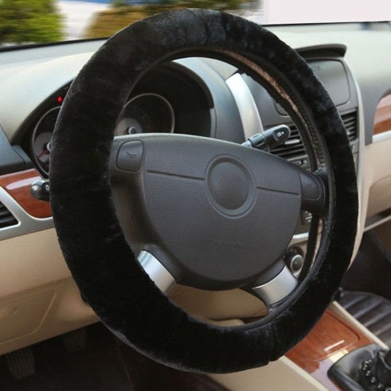 Zwarte Pluche Auto Stuurhoes / Behuizing Stuur Hoes, Verzenden, Nieuw