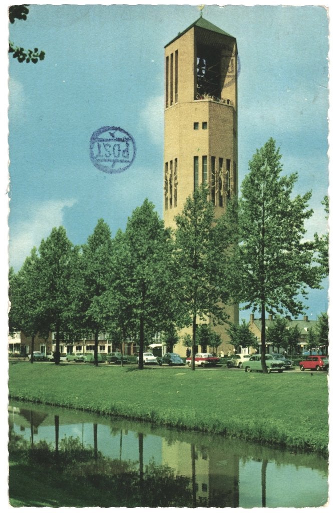 44003 Emmeloord Poldertoren zegel gedeeltelijk verwijderd